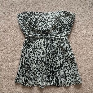 Banana Republic 100% Silk Leopard Print Strapless Babydoll Top Womens Size 8